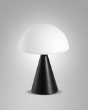 Fabas Luce LED Tischleuchte Blip 7W dimmbar 2700/3000/4000K CCT warm-/neutralweiss Schwarz Metall Glas Ø20cm