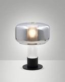 Fabas Luce Tischleuchte Flick E14 dimmbar Grau transparent Metall Glas Ø22cm