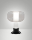 Fabas Luce Tischleuchte Flick E14 dimmbar Transparent Metall Glas Ø22cm