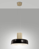 Fabas Luce LED Pendelleuchte Lunar 26W dimmbar 2700/3000/4000K CCT warm-/neutralweiss Schwarz Metall Glas Ø42cm