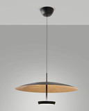 Fabas Luce LED Pendelleuchte Yuko 40W dimmbar 3000K warmweiss Goldfarbenes Blattdekor/Schwarz Metall Ø60cm