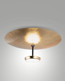 Fabas Luce LED Deckenleuchte Yuko 40W dimmbar 3000K warmweiss Goldfarbenes Blattdekor/Schwarz Metall Ø60cm