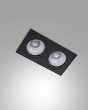 Fabas Luce Einbauleuchte Leon eckig GU10 2-flammig Schwarz Metall 24x13cm