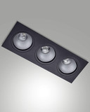 Fabas Luce Einbauleuchte Leon eckig GU10 3-flammig Schwarz Metall 36x13cm