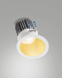 Fabas Luce LED Einbauleuchte Toodle asymmetrisch rund 11W dimmbar IP40 3000K warmweiss Gold Alu Ø8cm