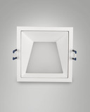 Fabas Luce LED Einbauleuchte Kris asymmetrisch eckig mit Rahmen 8W dimmbar IP40 2700K warmweiss Weiß Alu 11x11cm