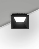 Fabas Luce LED Einbauleuchte Kris asymmetrisch eckig mit Rahmen 8W dimmbar IP40 2700K warmweiss Schwarz Alu 11x11cm