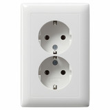 Gira 078203 2-fach-SCHUKO Vollplatte für Gerätedose 1,5-fach Standard 55 Reinweiß