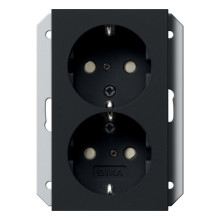 Gira 2731005 2-fach-SCHUKO-Steckdose SP für UP-Dose 1-fach System 55 Schwarz m