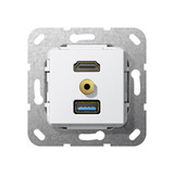 Gira 568103 HDMI USB 3.0 A M-Klinke K-poligeitsche Einsatz Reinweiß