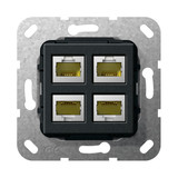 Gira 569810 Modular-Jack RJ45 Cat.6A 10 Gbit 4-fach Kpl. Einsatz Schwarz m