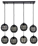 Globo Pendelleuchte Hermi II 8-flammig E27 Schwarz matt Metall Metallgeflecht 140x94cm