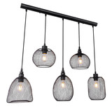 Globo Pendelleuchte Anya 5-flammig E27 Schwarz Metall 120x89cm