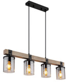 Globo Pendelleuchte Lila 4-flammig E27 Schwarz matt rauchfarben Metall Glas 133x73cm