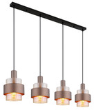 Globo Pendelleuchte Milley 4-flammig E27 Schwarz matt amber Metall Glas 150x110cm