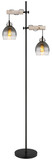 Globo Stehleuchte Ryan 2-flammig E27 Schwarz matt rauchfarben Metall Glas 168cm