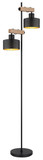 Globo Stehleuchte Rielly 2-flammig E27 Schwarz matt Metall 168cm