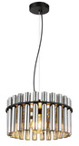 Globo Pendelleuchte Gorley II E27 Schwarz matt rauchfarben Metall Glasstäbe Ø38cm