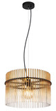 Globo Pendelleuchte Gorley E27 Schwarz matt amber Metall Glasstäbe Ø40cm
