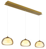 Globo LED Pendelleuchte Avila 35W dimmbar Fernbedienung CCT warm-/tageslichtweiss Goldfarben gebürstet amber Metall Glas 150x117cm