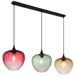 Globo Pendelleuchte Solveig 3-flammig E27 Schwarz matt Metall Glas 150x119cm