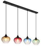 Globo Pendelleuchte Sander 4-flammig E27 Schwarz matt verlaufend Metall Glas 120x111cm