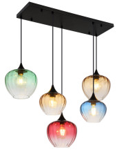 Globo Sander E27 Hängeleuchte 5-fach 40W Schwarz Matt, Metall 120cm 15748-5H