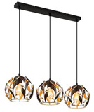 Globo Pendelleuchte Mika 3-flammig E27 Schwarz matt goldfarben Metall 150x74cm
