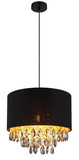 Globo Pendelleuchte Coletta E27 Schwarz matt Metall Textil Ø40cm
