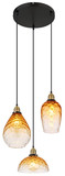 Globo Pendelleuchte Salvy 3-flammig E27 Schwarz matt amber Metall Glas Ø46cm