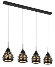 Globo Hassan E27 Hängeleuchte 4-fach 40W Schwarz Matt, Metall Ø17cm 15889-4H