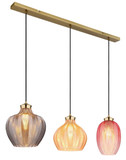 Globo Pendelleuchte Jessica 3-flammig E27 Goldfarben matt Metall Glas 120x90cm
