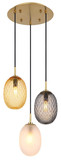 Globo Pendelleuchte Devin 3-flammig E14 Goldfarben matt Metall Glas Ø36cm