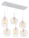 Globo Pendelleuchte Nesa 6-flammig E27 Weiß matt Metall 120x77,5cm