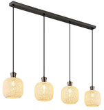 Globo Pendelleuchte Brokana 4-flammig E14 Schwarz-chrom matt Metall Glas 120x106cm