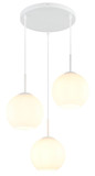 Globo Pendelleuchte Andre 3-flammig E27 Weiß matt opal Metall Glaskugeln Ø46cm