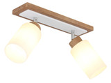 Globo Strahler Rowena 2-flammig E27 Braun opal matt Holz Glas 60x22cm