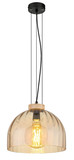 Globo Pendelleuchte Swanson E27 Schwarz matt amber Metall Glas Ø30cm