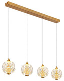Globo LED Pendelleuchte Virina 32W warmweiss Goldfarben klar Metall K9 Kristalle 150x93cm