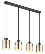 Globo Felicia E27 Hängeleuchte 4-fach 60W Schwarz-Chrom Matt, Metall Ø12cm 16056-4H