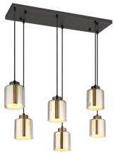 Globo Felicia E27 Hängeleuchte 6-fach 60W Schwarz-Chrom Matt, Metall Ø12cm 16056-6H