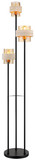 Globo Stehleuchte Daren 3-flammig E27 Schwarz matt amber Metall Glas 167cm