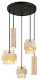 Globo Pendelleuchte Daren 3-flammig E27 + 2-flammig GU10 Schwarz matt amber Metall Glas Ø47cm