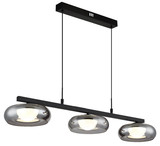 Globo LED Pendelleuchte Carlene 16W CCT warm-/neutral-/tageslichtweiss Schwarz matt rauchfarben Metall Glas 120x85cm