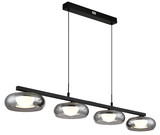 Globo LED Pendelleuchte Carlene 23W CCT warm-/neutral-/tageslichtweiss Schwarz matt rauchfarben Metall Glas 120x110cm