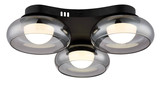 Globo LED Deckenleuchte Carlene 16W CCT warm-/neutral-/tageslichtweiss Schwarz matt rauchfarben Metall Glas Ø50cm