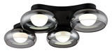 Globo LED Deckenleuchte Carlene 23W CCT warm-/neutral-/tageslichtweiss Schwarz matt rauchfarben Metall Glas 65x46cm
