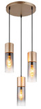 Globo Pendelleuchte Annika 3-flammig E27 Cappuccinofarben matt rauchfarben Metall Glas Ø34cm