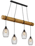 Globo Pendelleuchte Berti 4-flammig E27 Schwarz matt Metall Metallstäbe 150x125cm