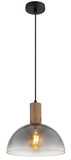 Globo Pendelleuchte Romy E27 Schwarz matt rauchfarben Metall Glas Ø30cm